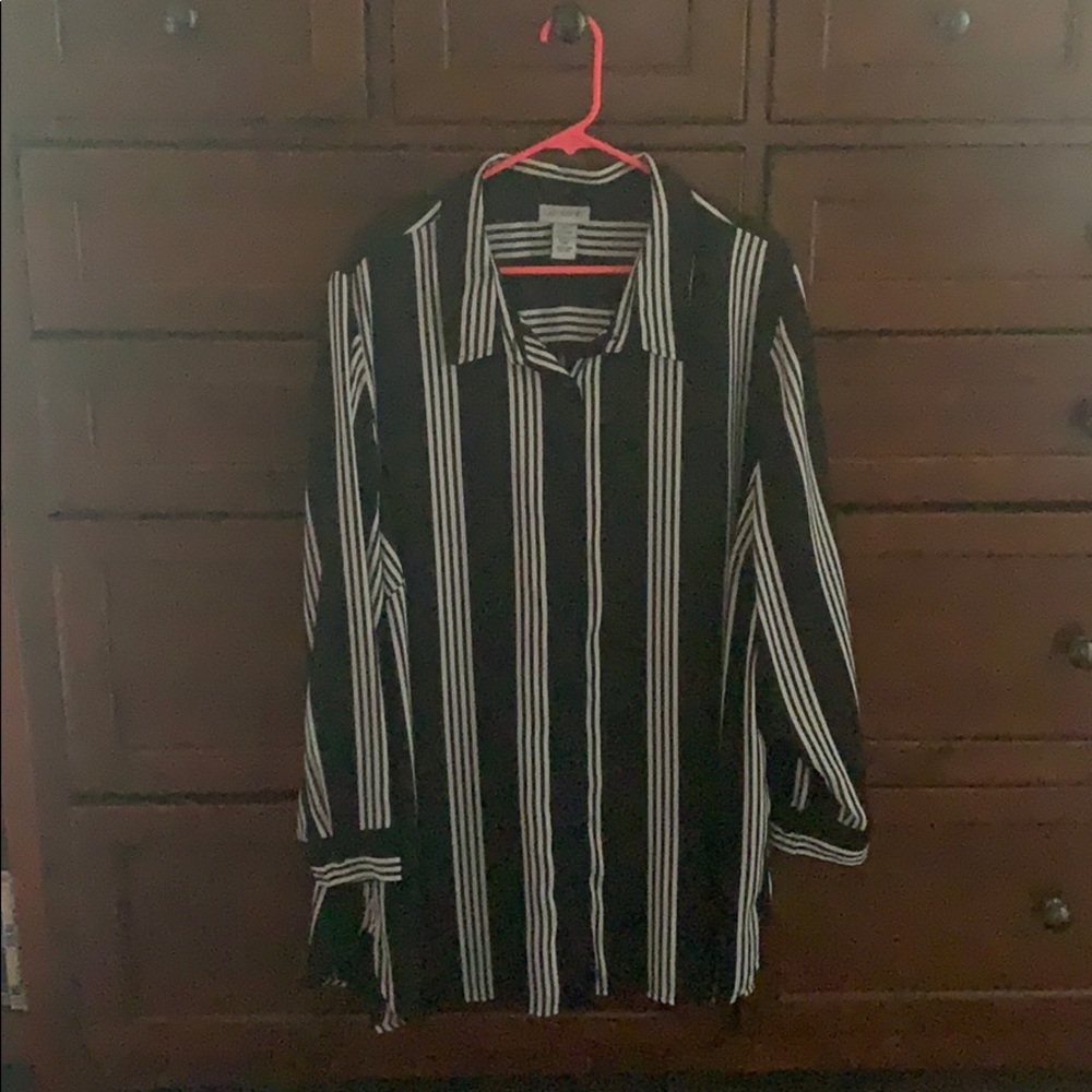Catherines Black and White Striped Tunic